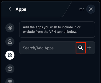 Apps search function
